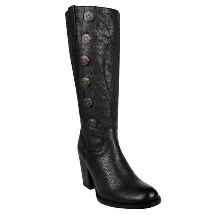 White Diamonds Women's Napa Leather Fashion Heeled Boots – Black