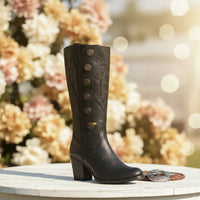 White Diamonds Women's Napa Leather Fashion Heeled Boots – Black