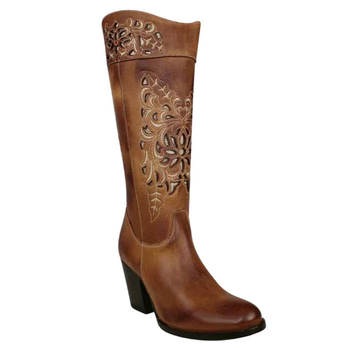 White Diamonds Women's Napa Leather Fashion Heeled Boots – Brown-Smoke