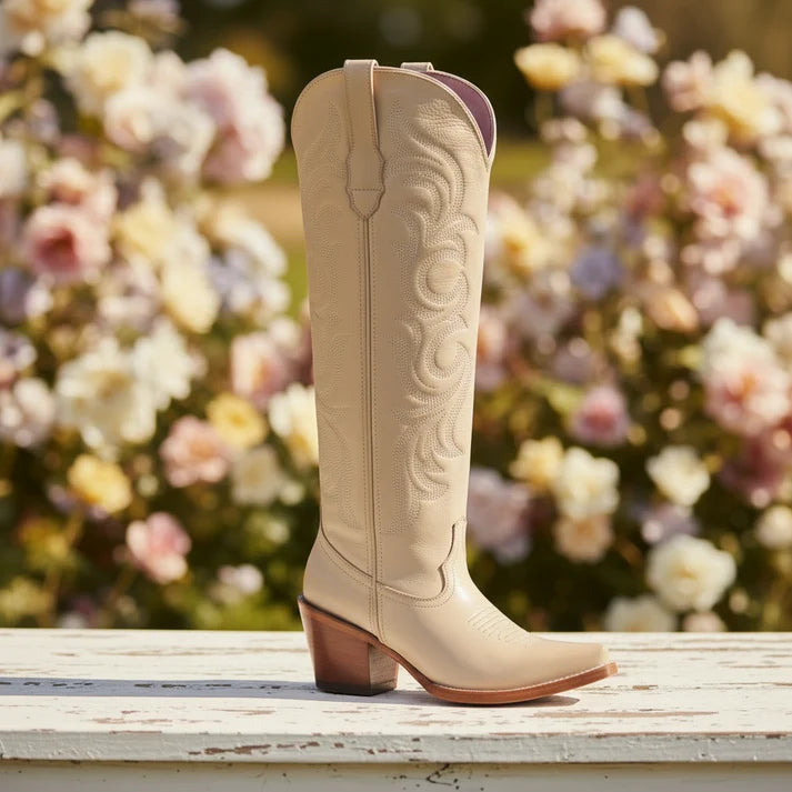 White Diamonds Women's Tall Snip Toe Cowgirl Boots – Bone