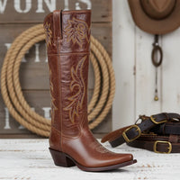 White Diamonds Women's Tall Snip Toe Cowgirl Boots – Brown