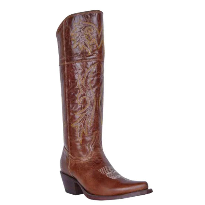 White Diamonds Women's Tall Snip Toe Cowgirl Boots – Brown