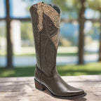 White Diamonds Women's Embroidered Snip Toe Cowgirl Boots – Brown