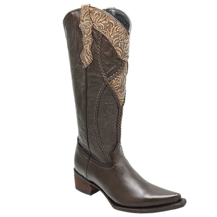 White Diamonds Women's Embroidered Snip Toe Cowgirl Boots – Brown