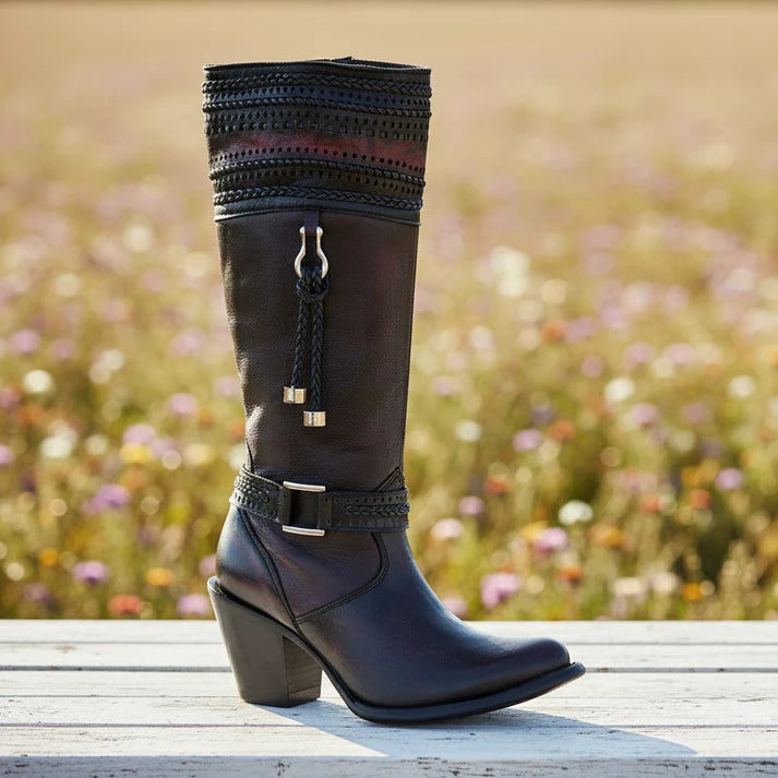 White Diamonds Women's Goat Leather Tall Zip Boots – Black Cherry