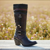 White Diamonds Women's Goat Leather Tall Zip Boots – Black Cherry