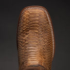 Men’s Rodeo Cartie Python Print Snakeskin Square Toe Boots - Honey