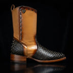 Rodeo Cartie Men's Gala Python Oval Toe Roper Boots with Zipper – Copper