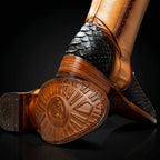 Rodeo Cartie Men's Gala Python Oval Toe Roper Boots with Zipper – Copper