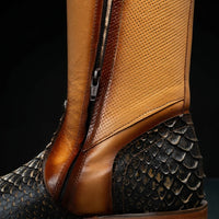 Rodeo Cartie Men's Gala Python Oval Toe Roper Boots with Zipper – Copper