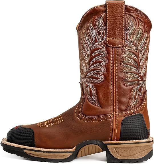 King Welt Buffalo 4020 Steel Toe Square Toe Western Work Boots - Tan