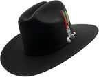 Men’s White Diamonds 200X Carin Leon Style Western Cowboy Fur Felt Hat - Black