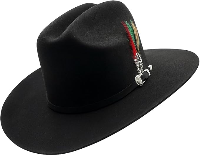 Men’s White Diamonds 200X Carin Leon Style Western Cowboy Fur Felt Hat - Black