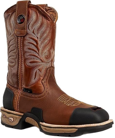 King Welt Buffalo 4020 Steel Toe Square Toe Western Work Boots - Tan