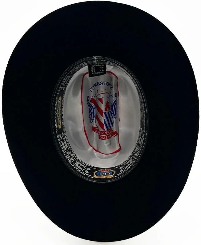 Black cowboy hat with Tombstone logo on a white background