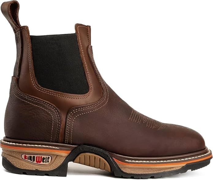 Buffalo leather razor toe work boots with square toe design