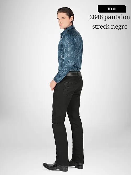 Men's Boot Cut Western Jeans – Stretch Denim Cowboy Pants – Negro 2846