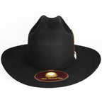 Silverton Men 200X Estilo Carin Leon con Plumas Western Cowboy Felt Hat - Black