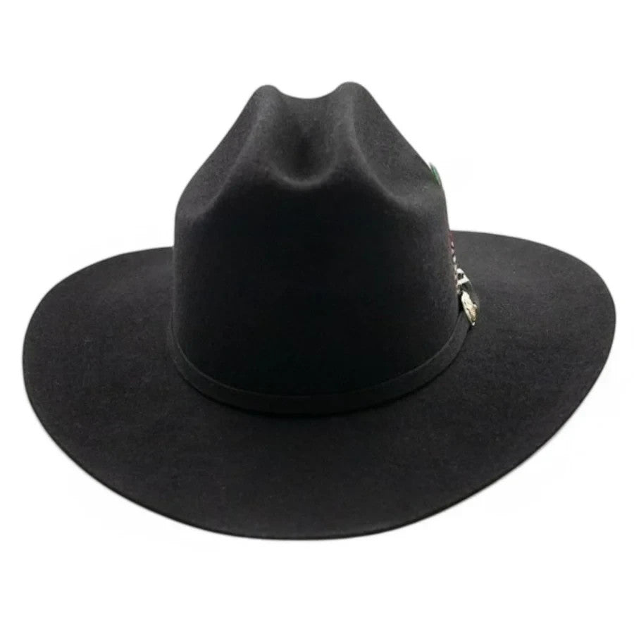 Silverton Men 200X Estilo Carin Leon con Plumas Western Cowboy Felt Hat - Black