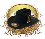 Silverton Men 200X Estilo Carin Leon con Plumas Western Cowboy Felt Hat - Black