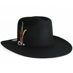 Silverton Men 200X Estilo Carin Leon con Plumas Western Cowboy Felt Hat - Black