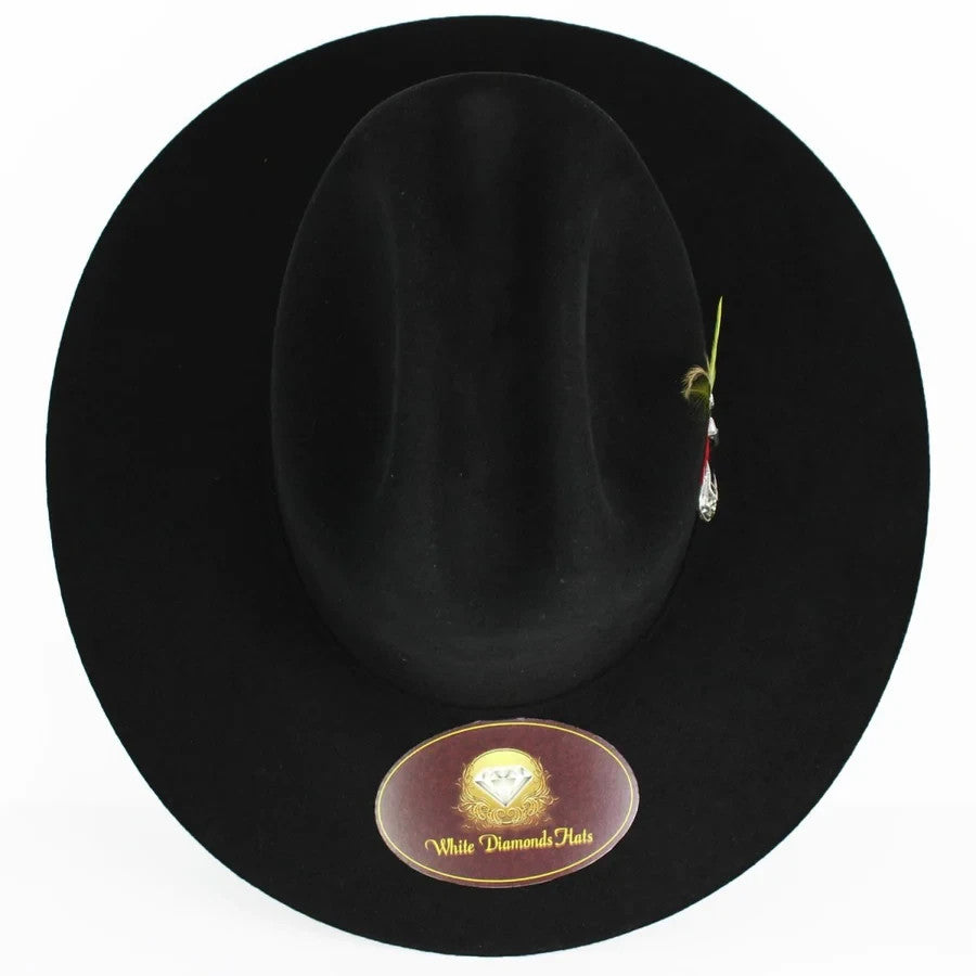 Silverton Men 200X Estilo Carin Leon con Plumas Western Cowboy Felt Hat - Black