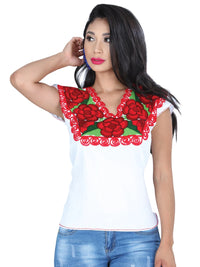El General Women Artisanal Embroidered Blouse 100% Cotton White 601401