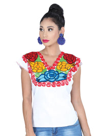El General Women Artisanal Embroidered Blouse 100% Cotton White 601403