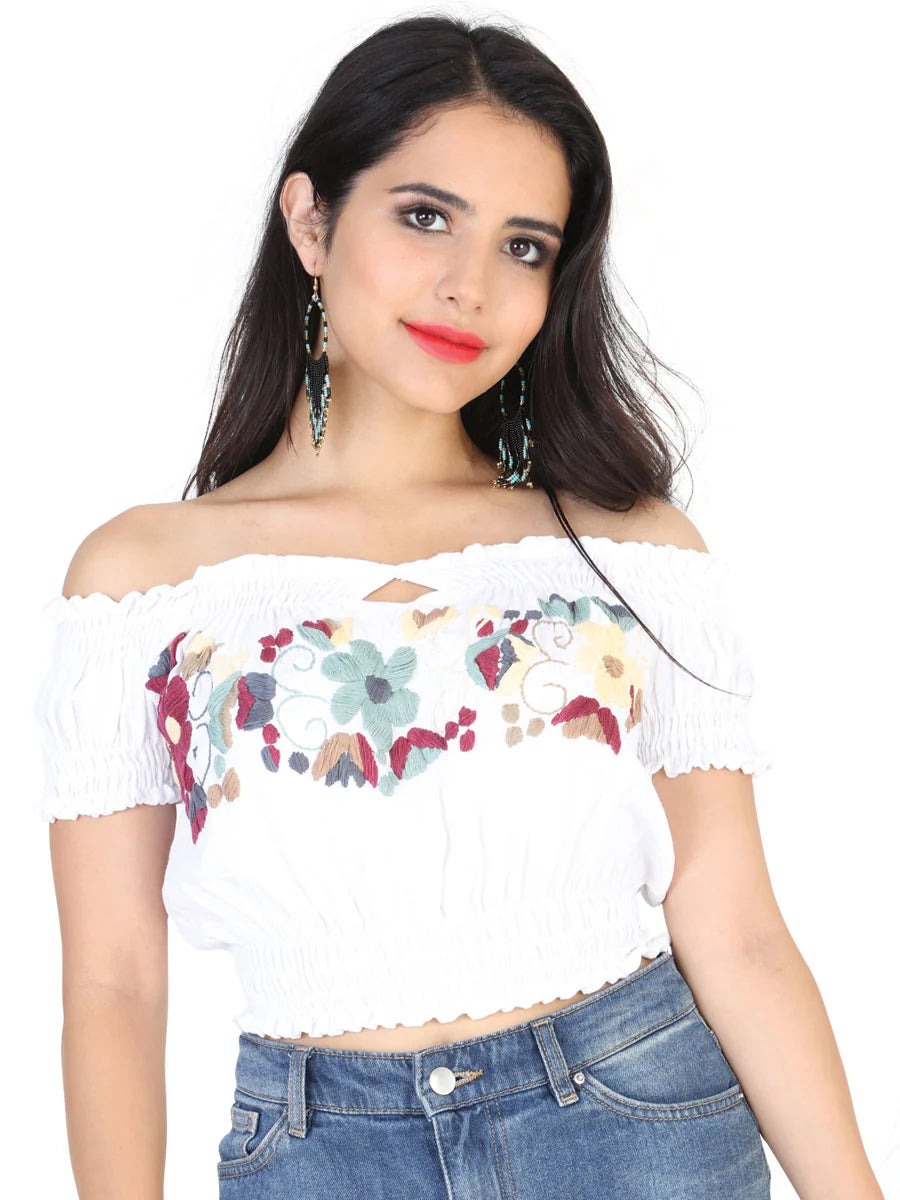 El General Women Artisanal Embroidered Blouse 100% Cotton White 601983