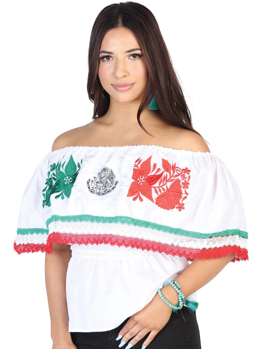 El General Women Artisanal Embroidered Blouse 100% Cotton White 602528