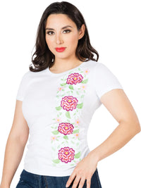 El General Women Artisanal Embroidered T Shirt White 602748