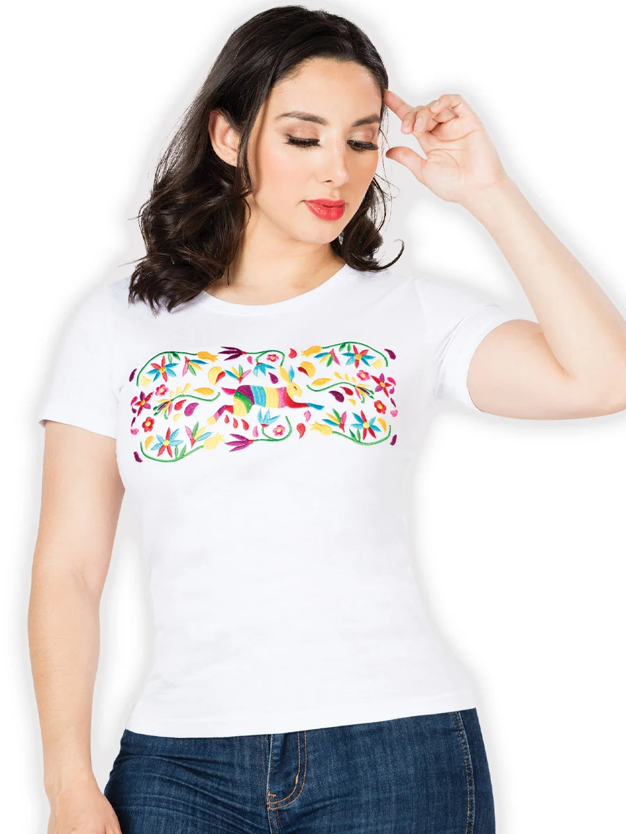 El General Women Artisanal Embroidered T Shirt White 602760