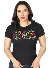 El General Women Artisanal Embroidered T Shirt Black 602761