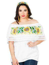El General Women Artisanal Embroidered Blouse 100% Cotton White 603064
