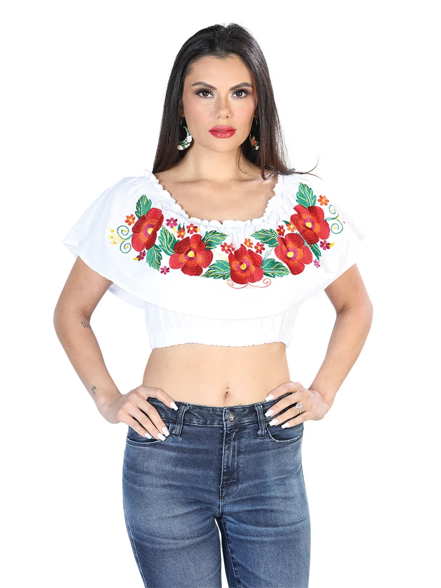 El General Women Artisanal Embroidered Blouse 100% Cotton White 603895