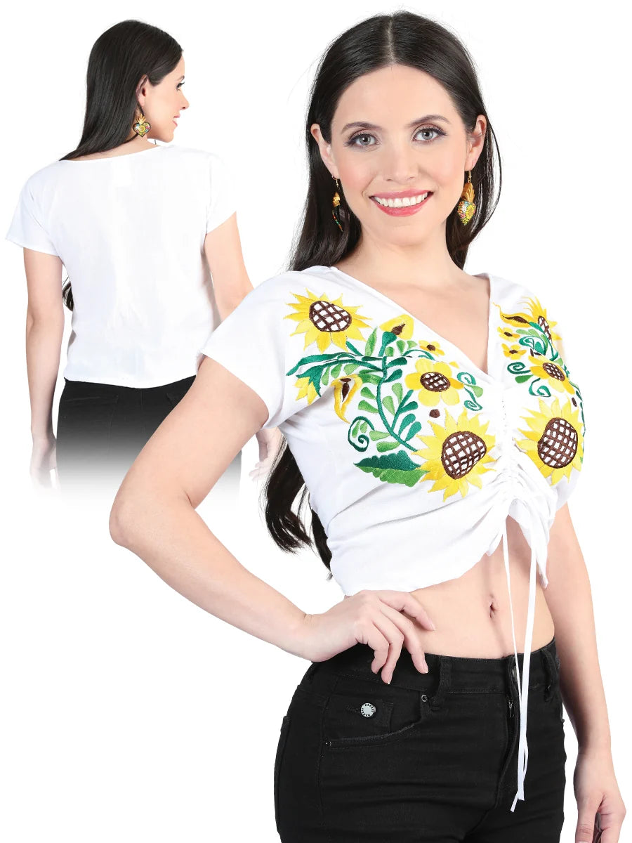 El General Women Artisanal Embroidered Blouse 100% Cotton White 603985