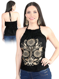 EL General Artisanal Embroidered Blouse 100% Cotton Black 603989