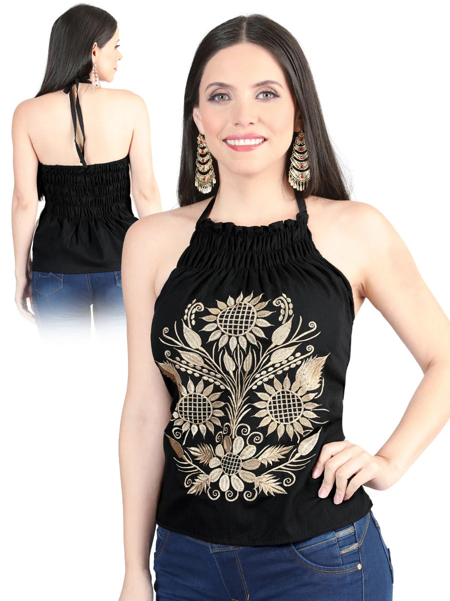 EL General Artisanal Embroidered Blouse 100% Cotton Black 603989