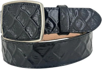 Pirarucu Monster Fish Print Western Belt with Removable Buckle - Black