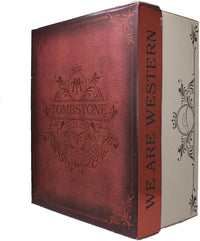 Decorative box with 'Tombstone' branding and 'We Are Western' text on a white background