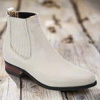 White Diamonds Men's Napa Leather Round Toe Charro Ankle Boots – Bone