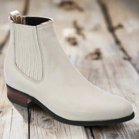 White Diamonds Men's Napa Leather Round Toe Charro Ankle Boots – Bone