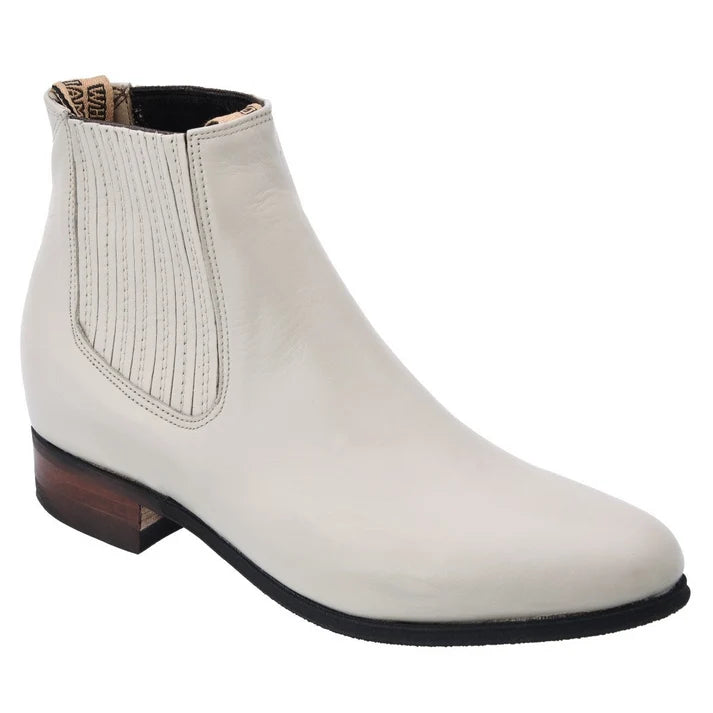 White Diamonds Men's Napa Leather Round Toe Charro Ankle Boots – Bone