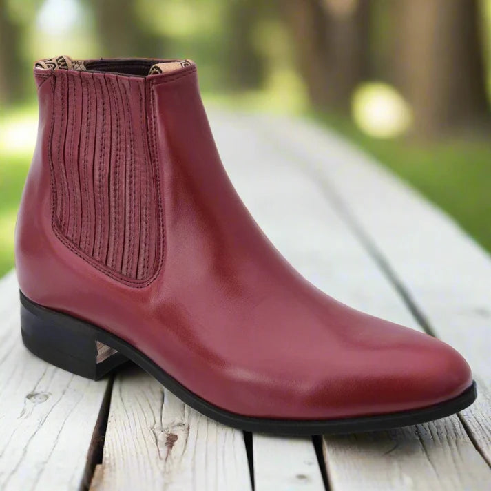White Diamonds Men's Napa Leather Round Toe Charro Ankle Boots – Wine