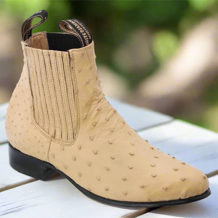 White Diamonds Men's Genuine Ostrich Round Toe Charro Ankle Boots – Orix
