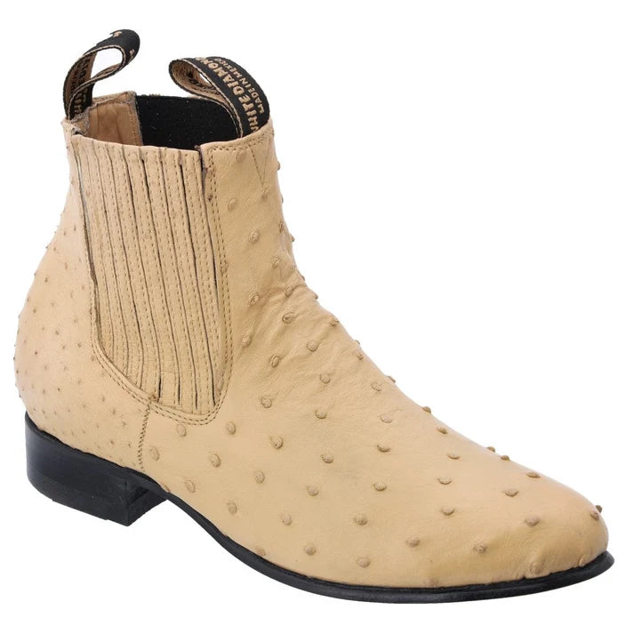 White Diamonds Men's Genuine Ostrich Round Toe Charro Ankle Boots – Orix