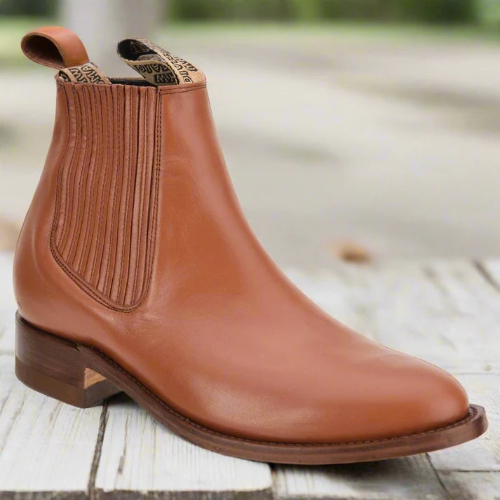 White Diamonds Men's Napa Leather Round Toe Welt Charro Ankle Boots – Honey