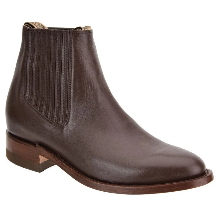 White Diamonds Men's Napa Leather Round Toe Welt Charro Ankle Boots – Brown