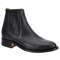 White Diamonds Men's Napa Leather Round Toe Welt Charro Ankle Boots – Black