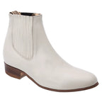 White Diamonds Men's Napa Leather Round Toe Welt Charro Ankle Boots – Bone